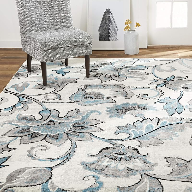 Alfombra Boho Odesa Ikat Marfil/Azul 7'9x10'2