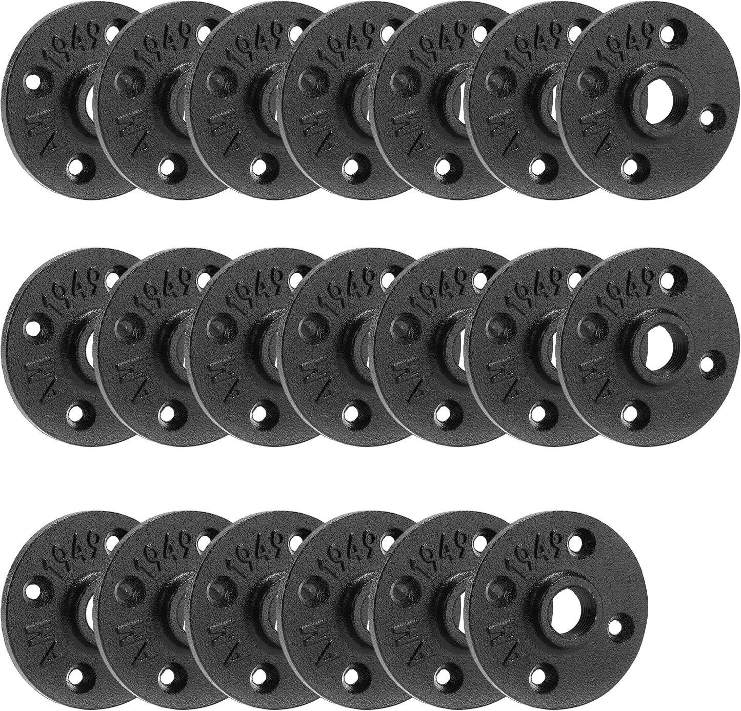 Brida suelo negra 1/2 pulg pack 20 hierro maleable vintage