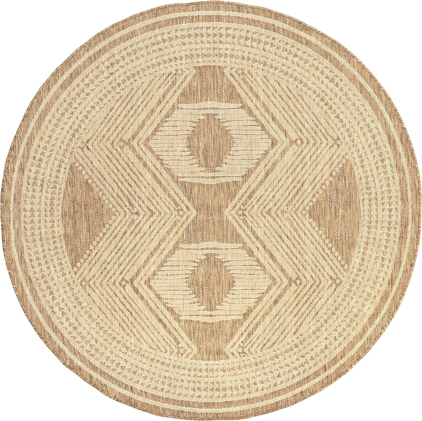Alfombra redonda tribal 6'7" resistente manchas