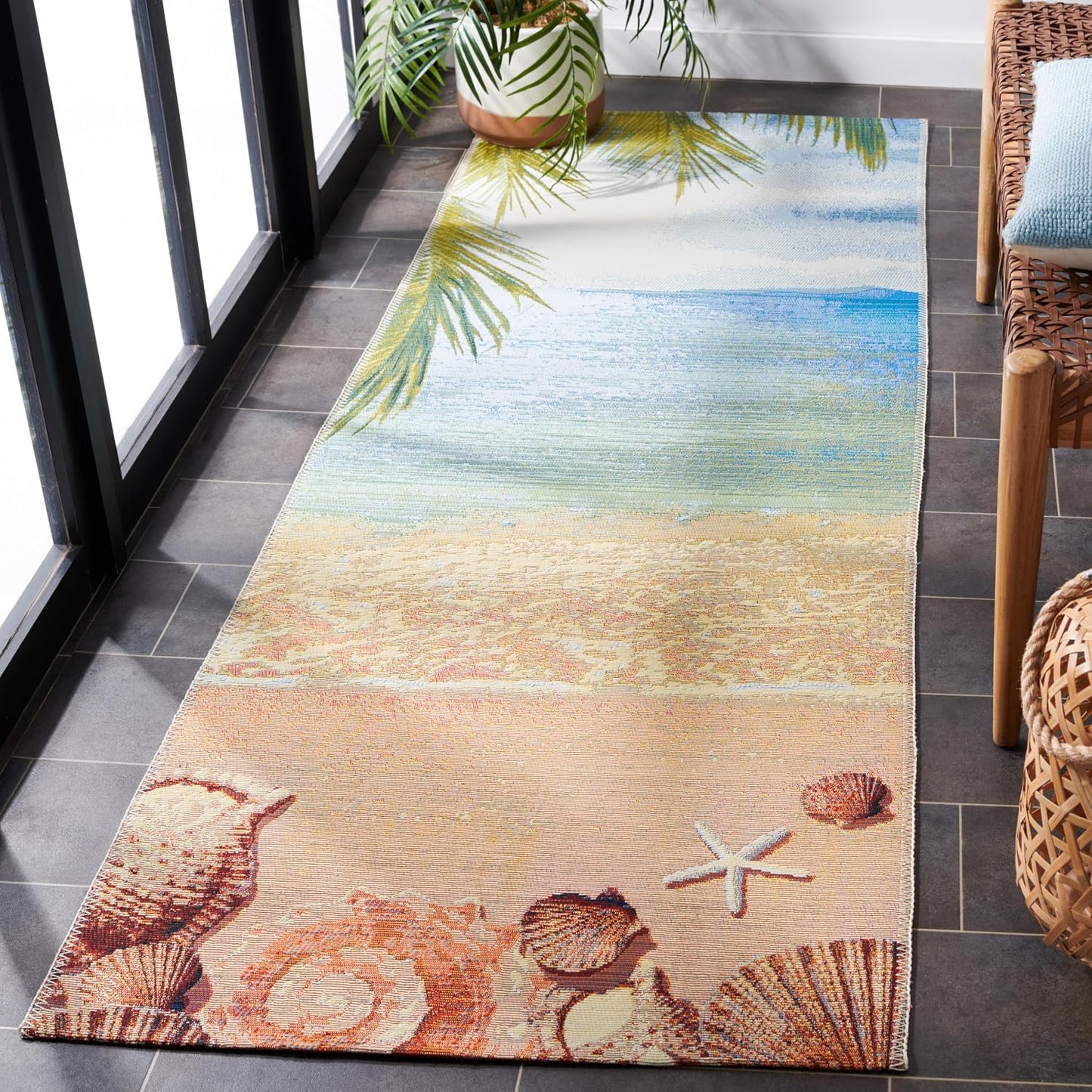 Alfombra pasillo 2ft8pulg x10ft5pulg conchas playa