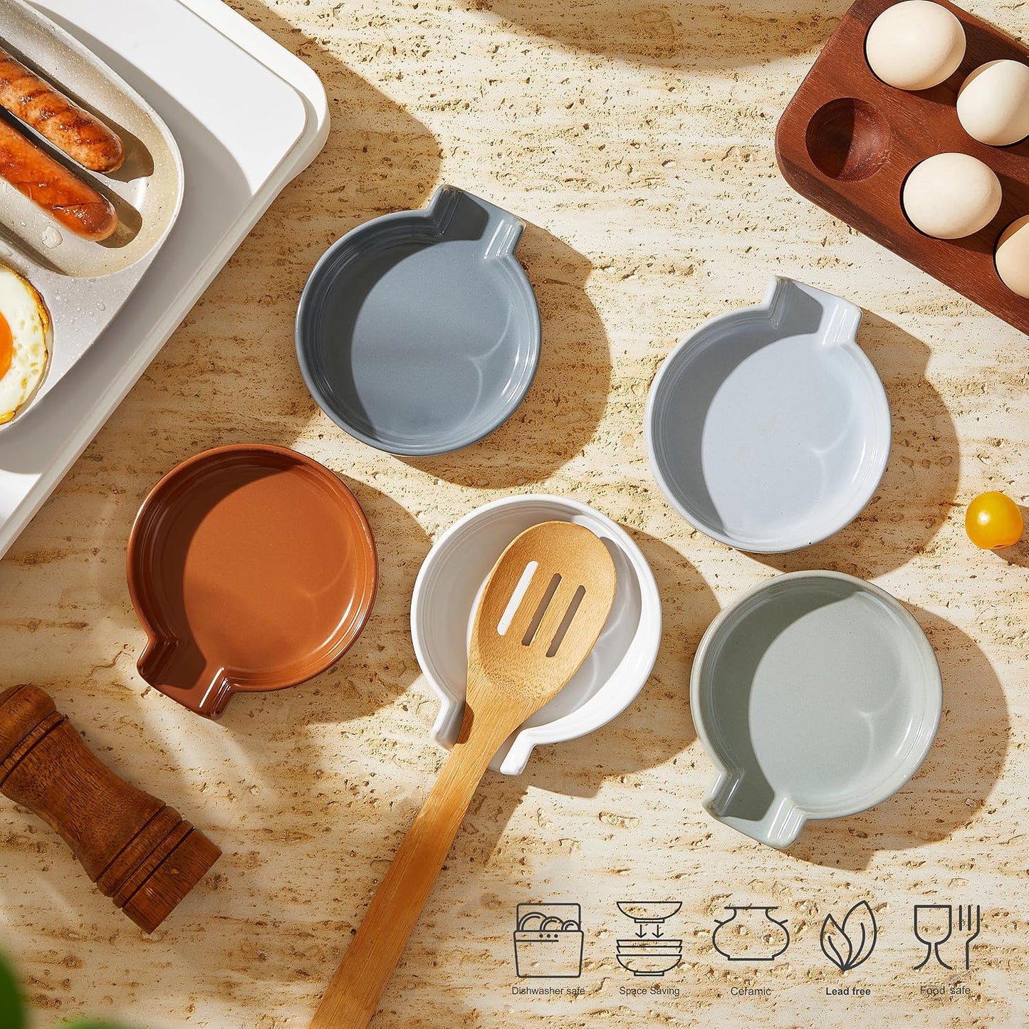Soporte cuchara cerámica minimalista sin goteo para estufa
