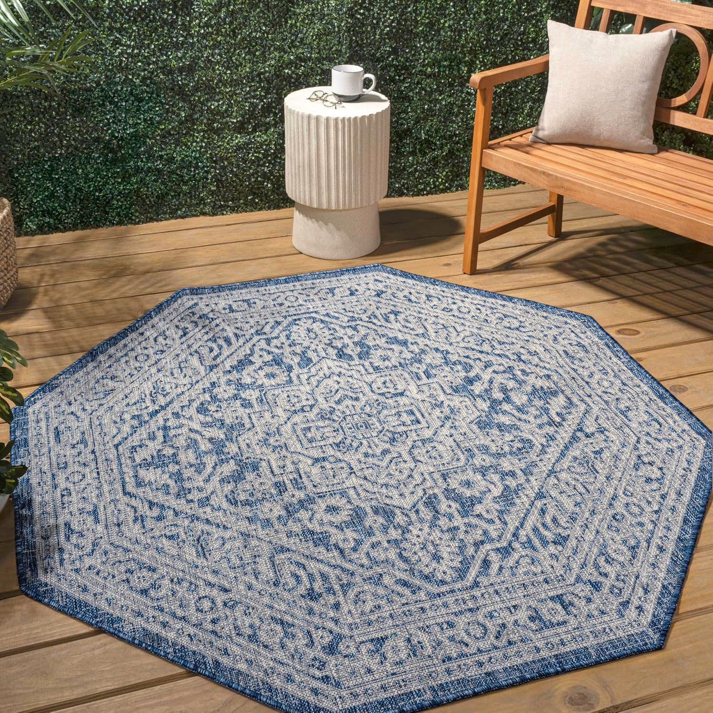 Alfombra Medallion 5ft azul marino/gris