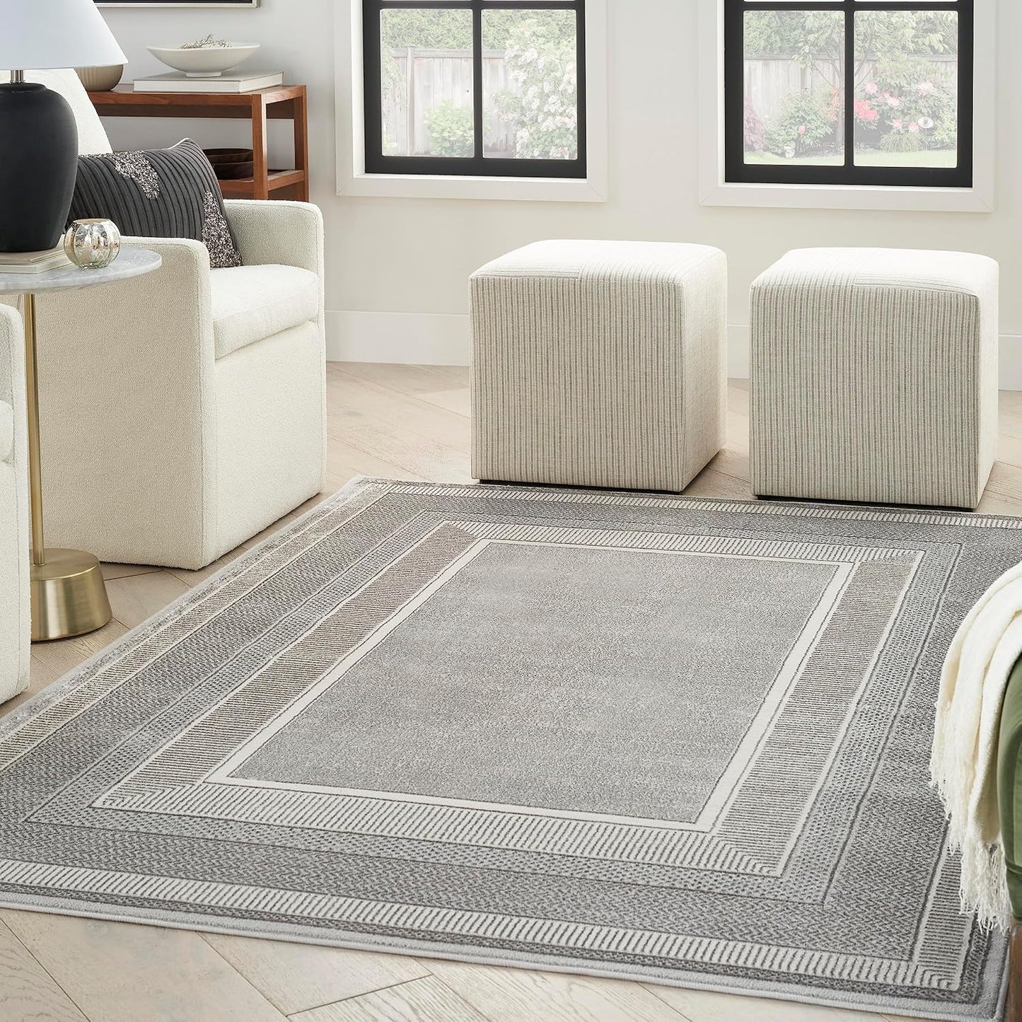 Alfombra plateada 5x7pies dormitorio sala comedor