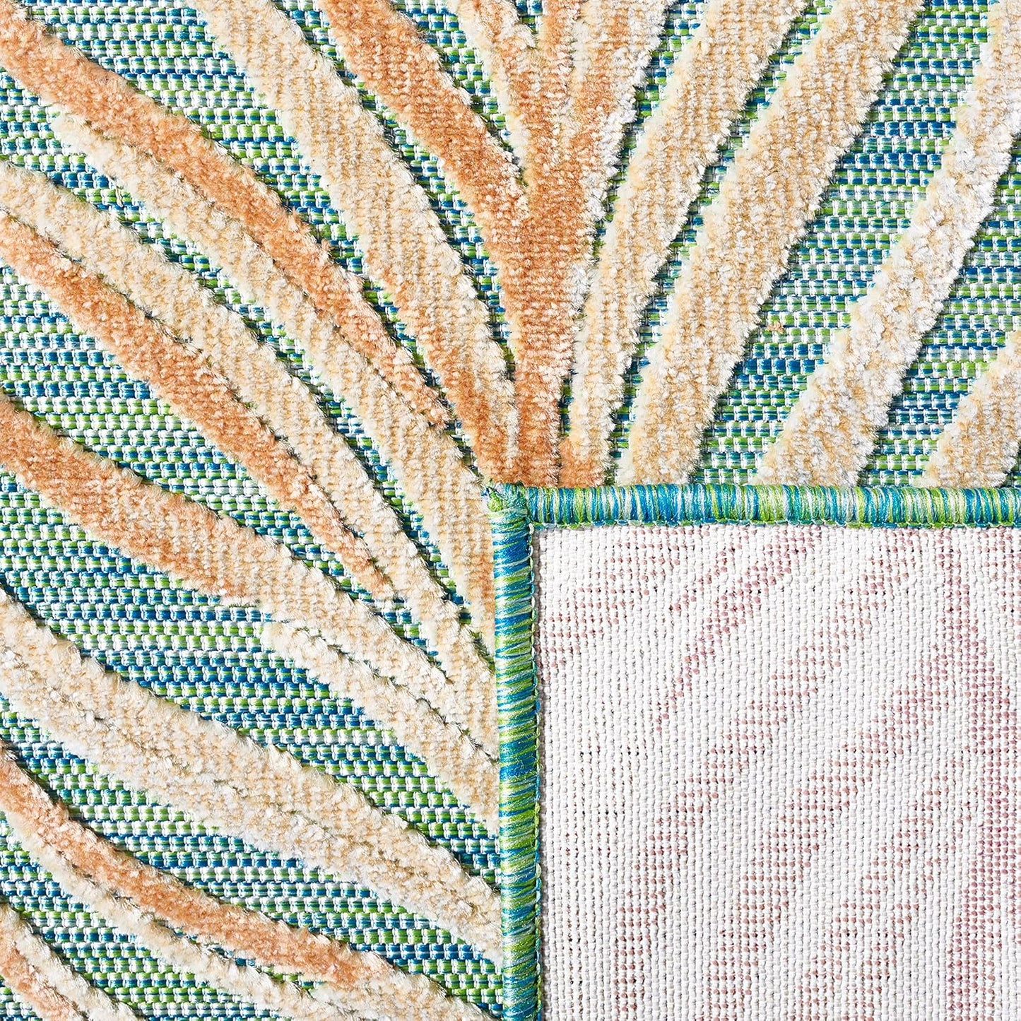 Alfombra decorativa cuadrada verde y óxido