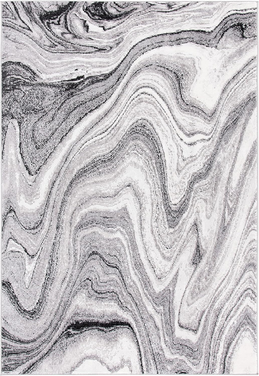 Alfombra 5x5ft x 7x7ft gris claro y marfil abstracto
