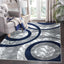 Alfombra área moderna 5x7ft círculos azul marino
