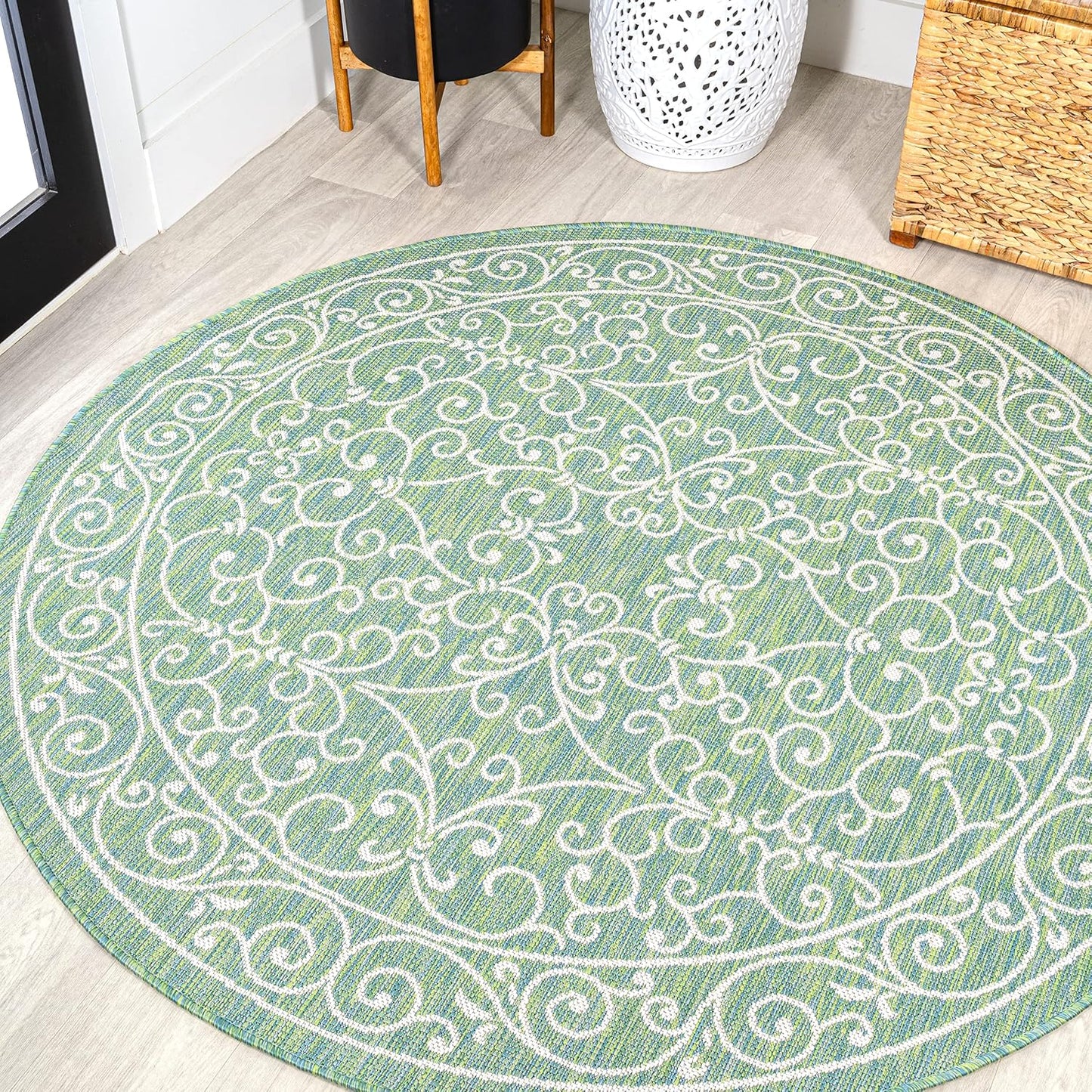 Alfombra redonda vintage filigrana 5ft para patio exterior