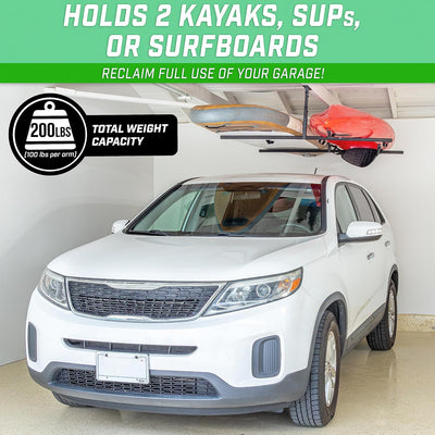 Soporte kayak techo garaje para 2 kayaks SUP y tablas surf