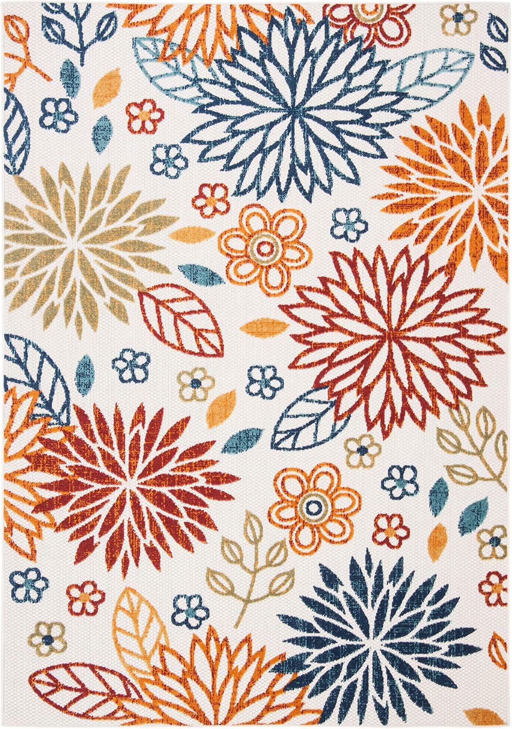 Alfombra exterior lavable 4x6ft color crema y rojo