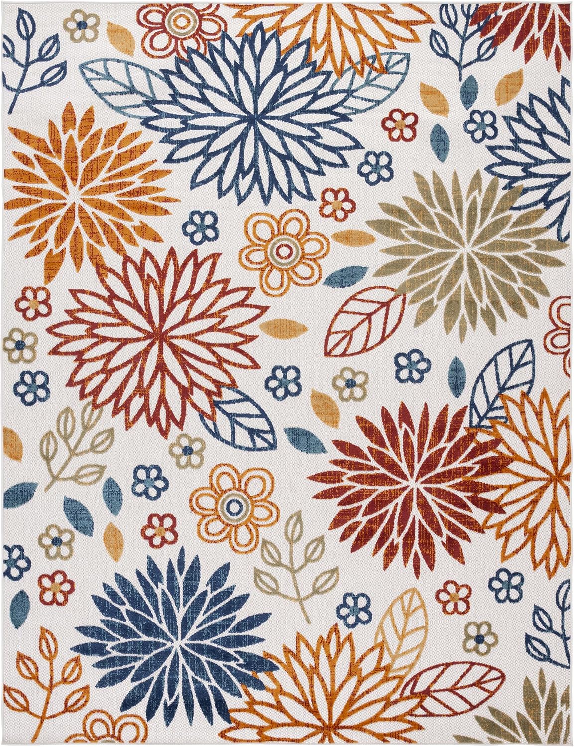 Alfombra exterior lavable 8x10ft color crema y rojo