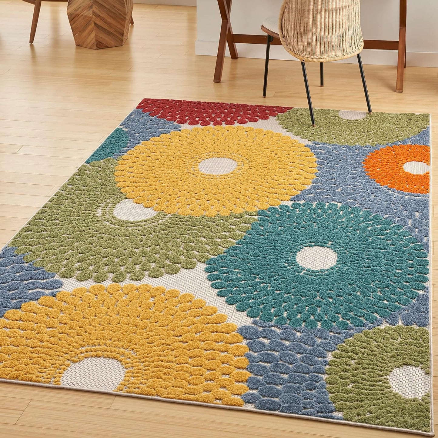 Alfombra multicolor 3x5" dormitorio sala comedor cocina