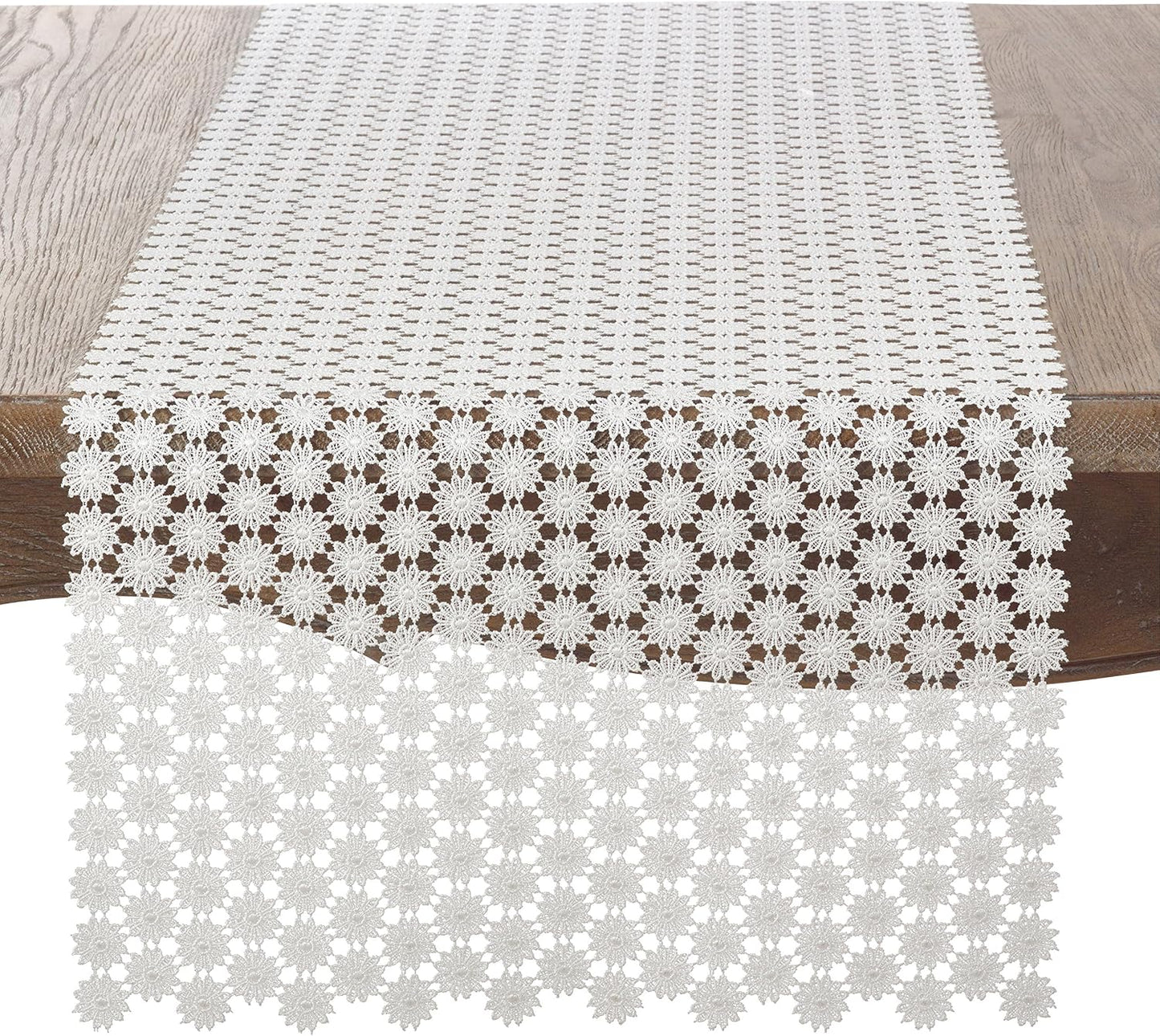 Camino mesa encaje calado 16x120pulg marfil