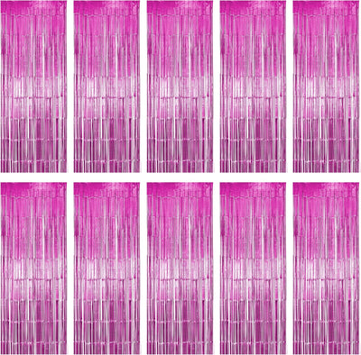 10 Cortinas Flecos Rosa Oropel Decoración Fiesta