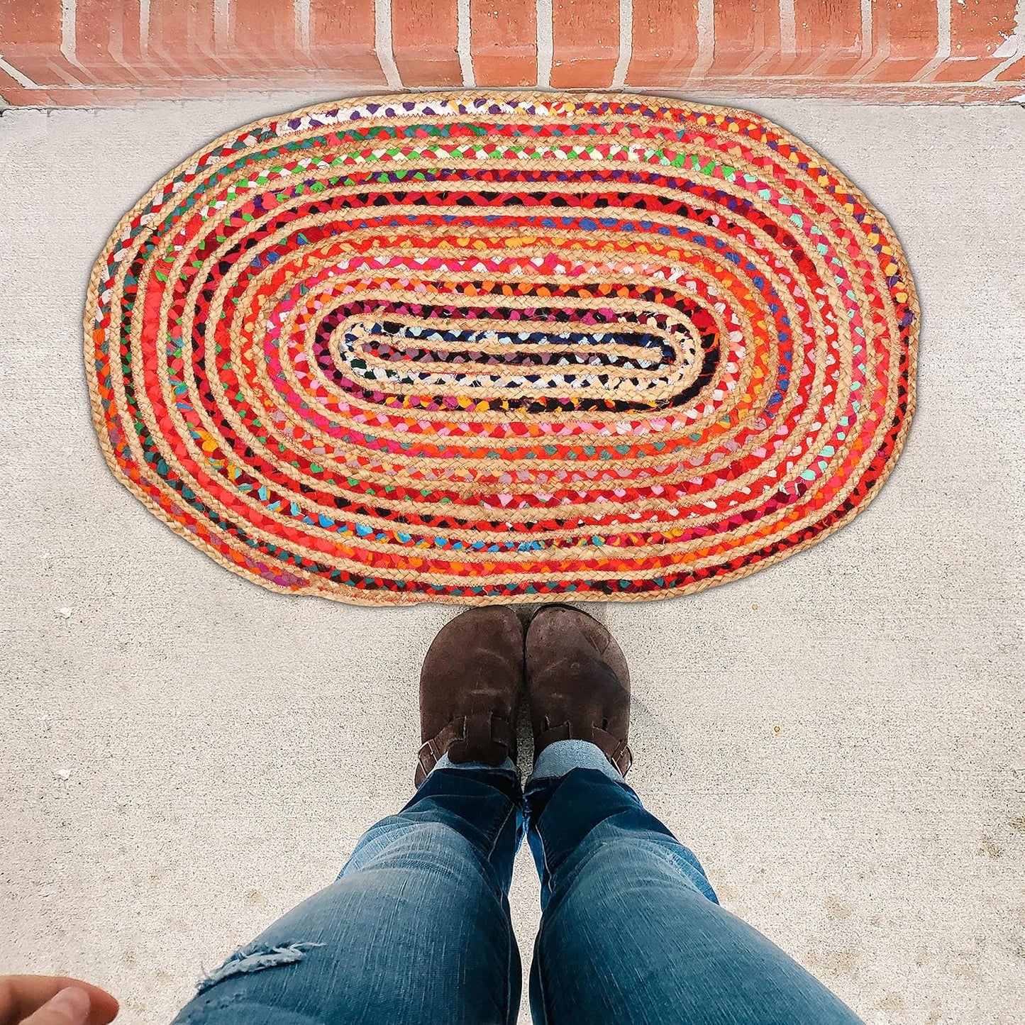 Alfombra de yute trenzada 2x3 para cocina y entrada