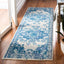 Alfombra pasillo 2'2x6' color marfil y azul medallón