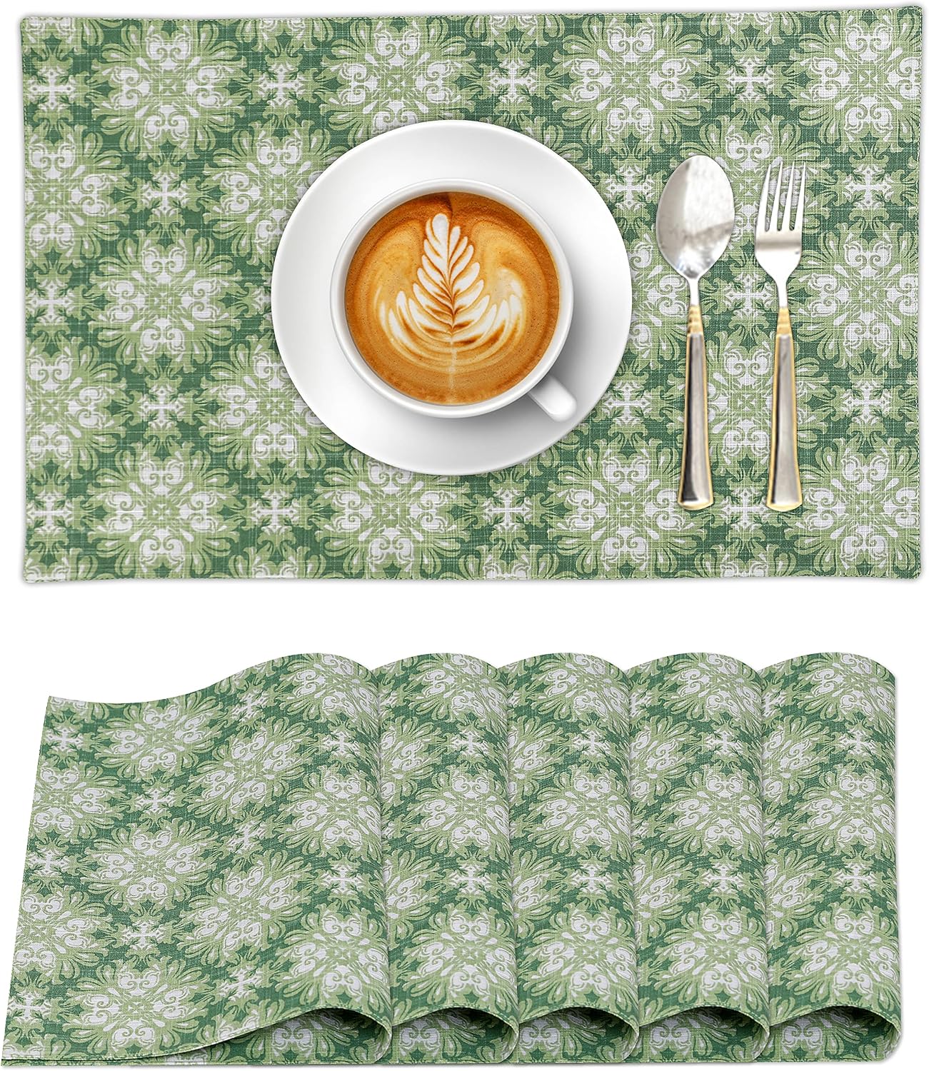 Manteles individuales algodón 13x19pulg set 6 color verde