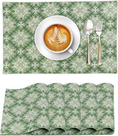 Manteles individuales algodón 13x19pulg set 6 color verde