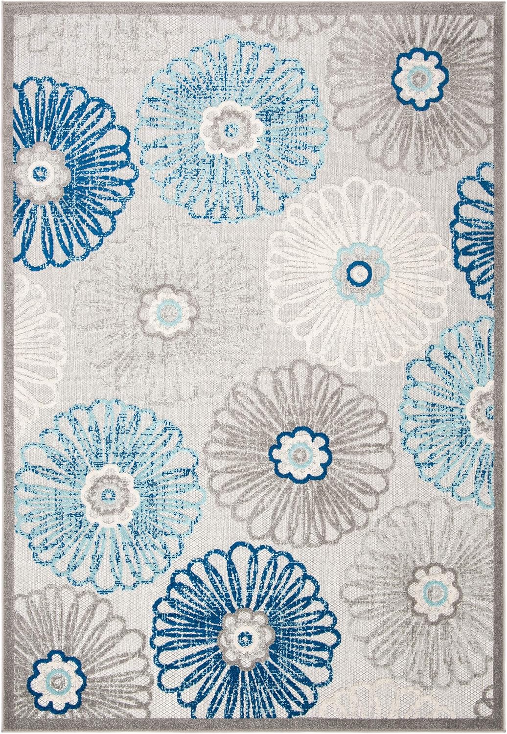 Alfombra exterior lavable 4x6ft gris y azul CBN801F
