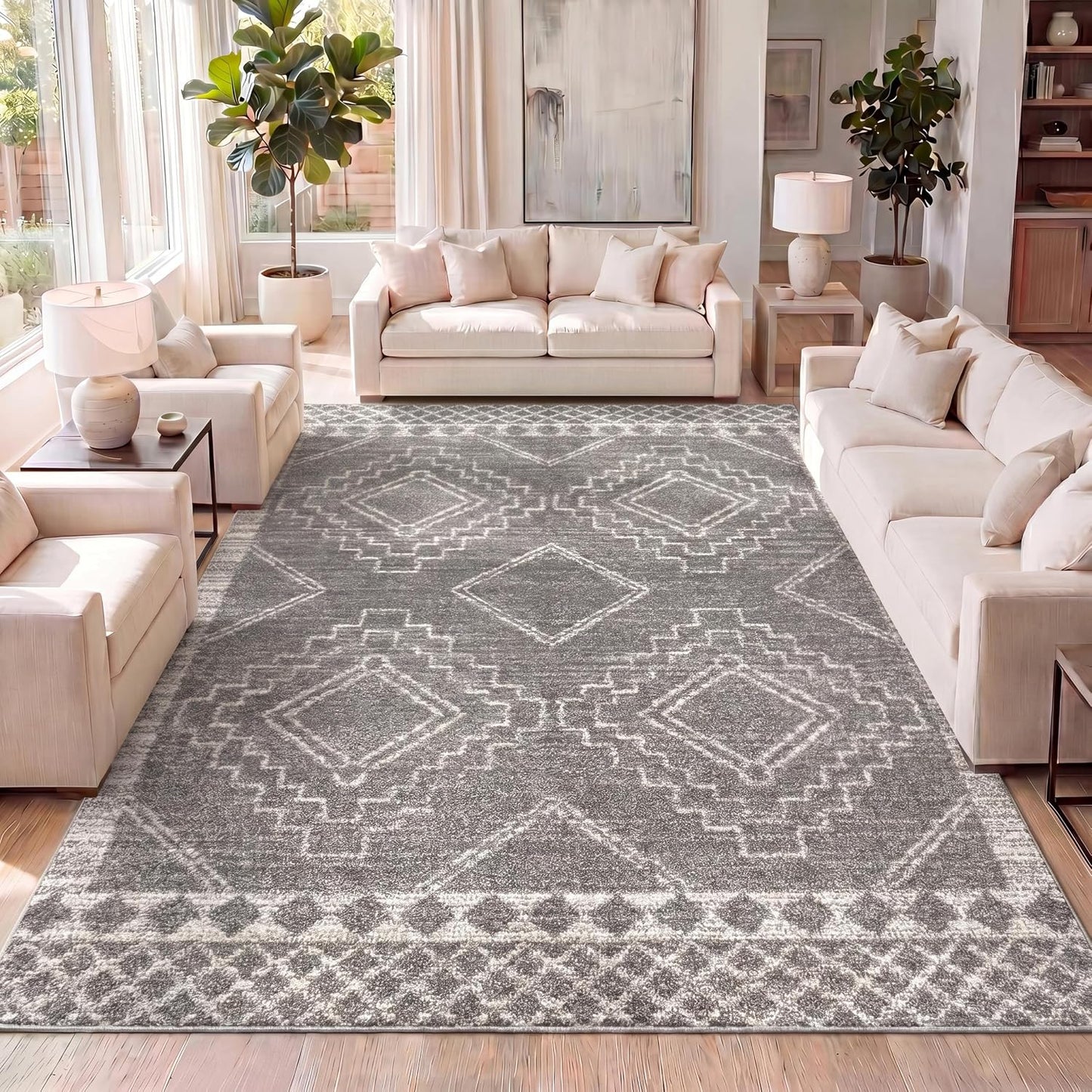 Alfombra Beni Souk gris/crema 4x6 interiores