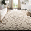 Alfombra área 9x13ft color crema y beige diseño volutas