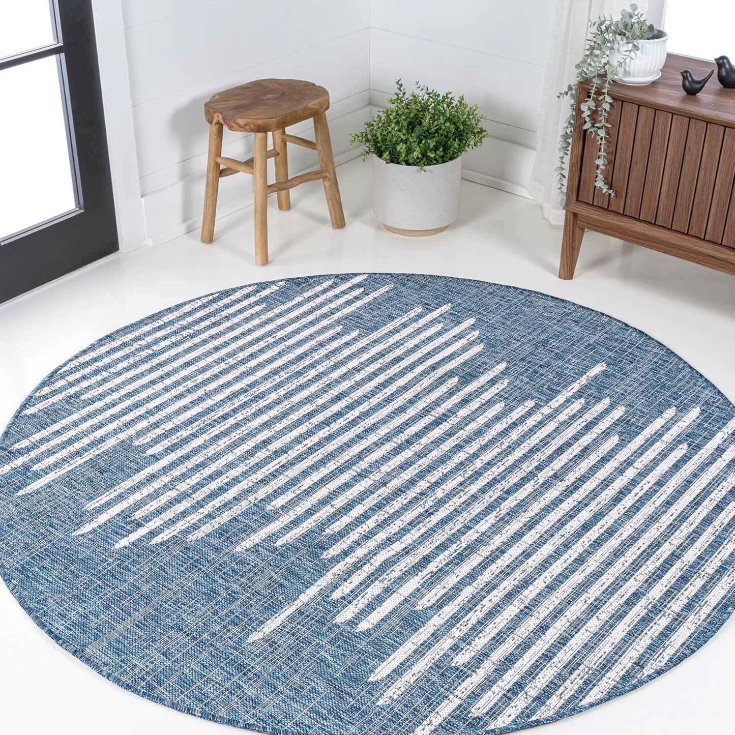 Alfombra redonda Zolak Berber rayas geométricas 5ft