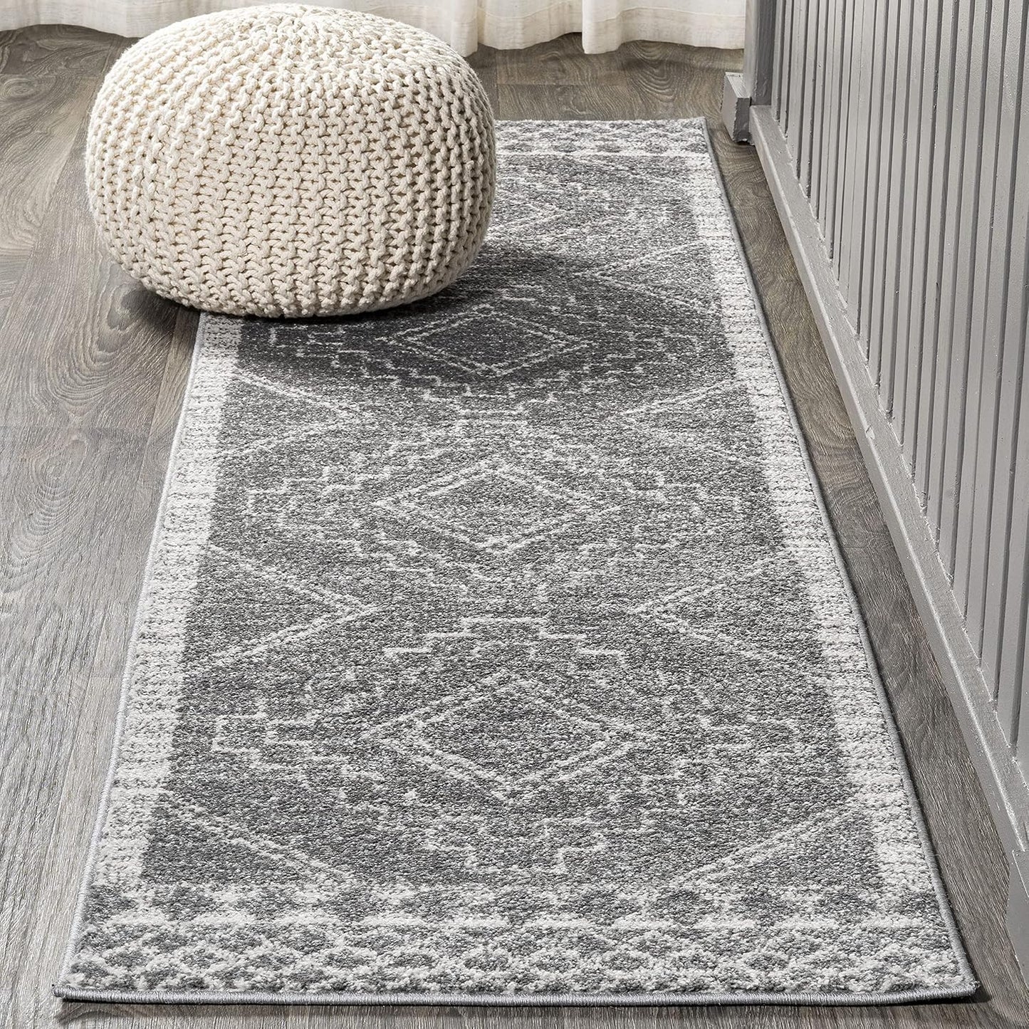Alfombra corredor beni souk gris/crema 2x10 bohemio