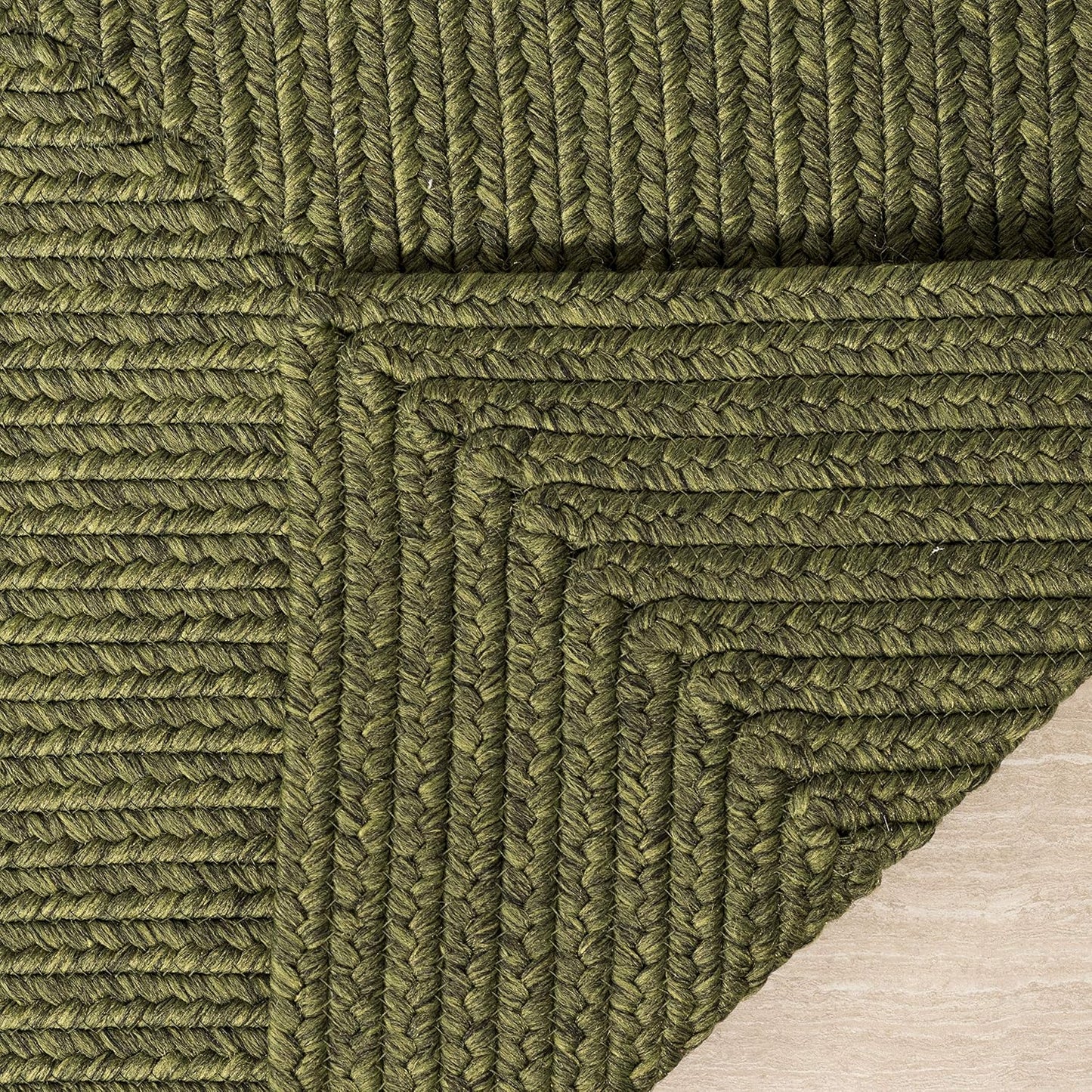 Alfombra lavable exterior trenzada 3ft2 verde reversible