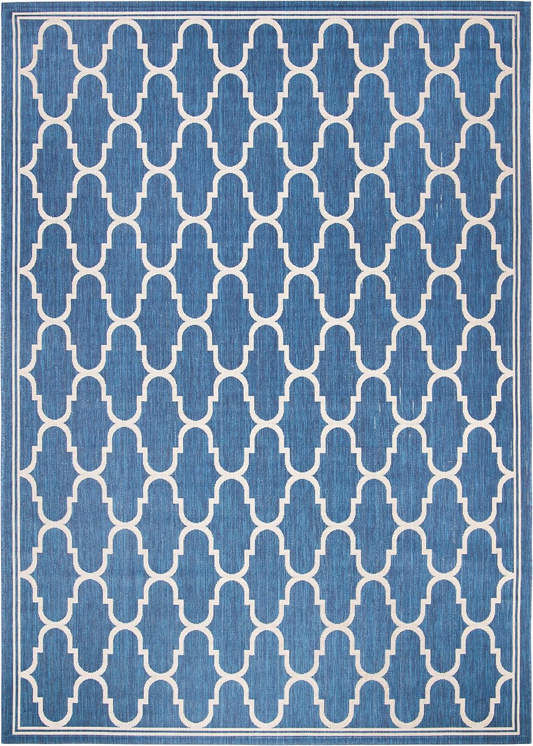 Alfombra lavable exterior 8x11pies azul y beige no pelusa