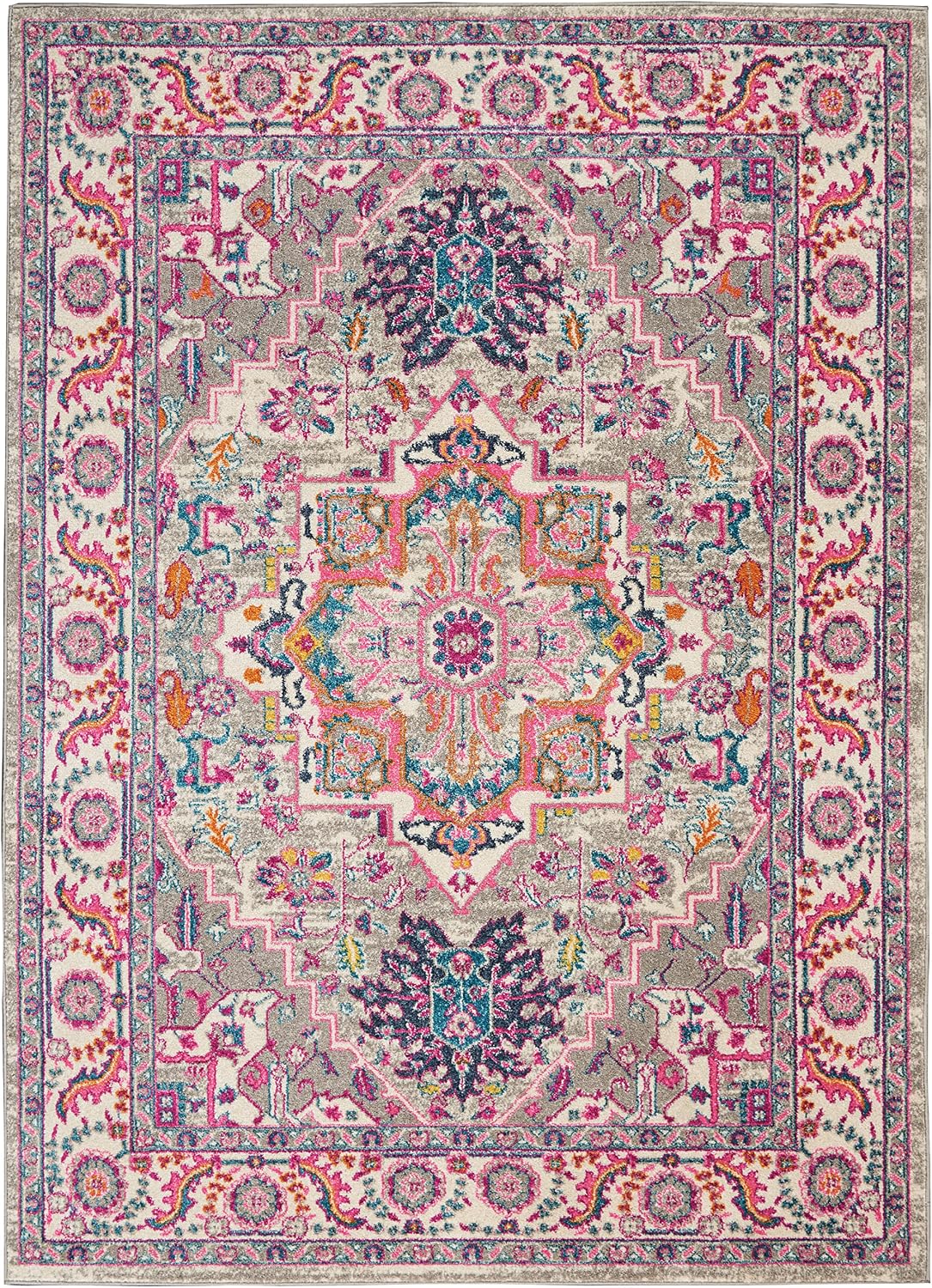 Alfombra gris claro/rosa 5x7ft dormitorio sala comedor