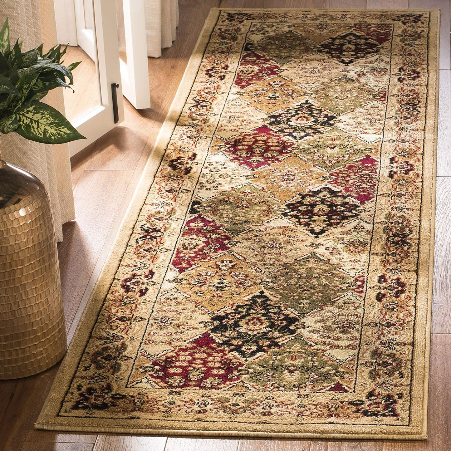 Alfombra pasillo 2'3"x6' diseño oriental multicolor beige