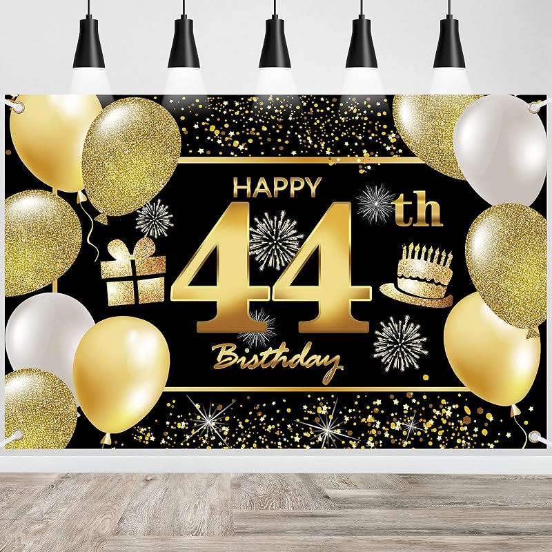 Cartel feliz cumpleaños 44 para telón hombres