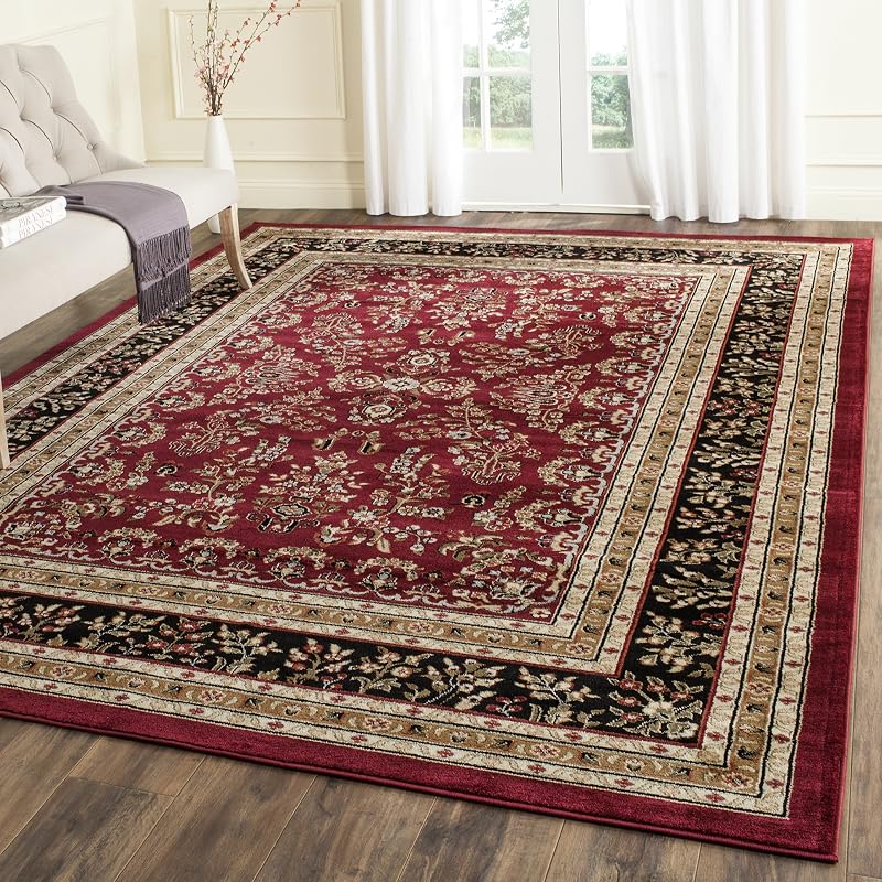Alfombra 9x12 Lyndhurst Rojo y Negro Diseño Oriental