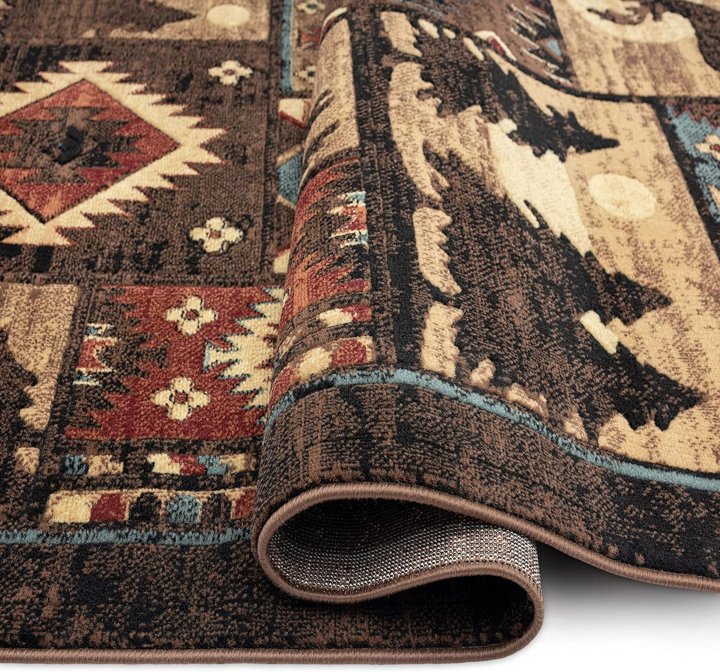 Alfombra rectangular 1'10"x6'10" marrón/rojo