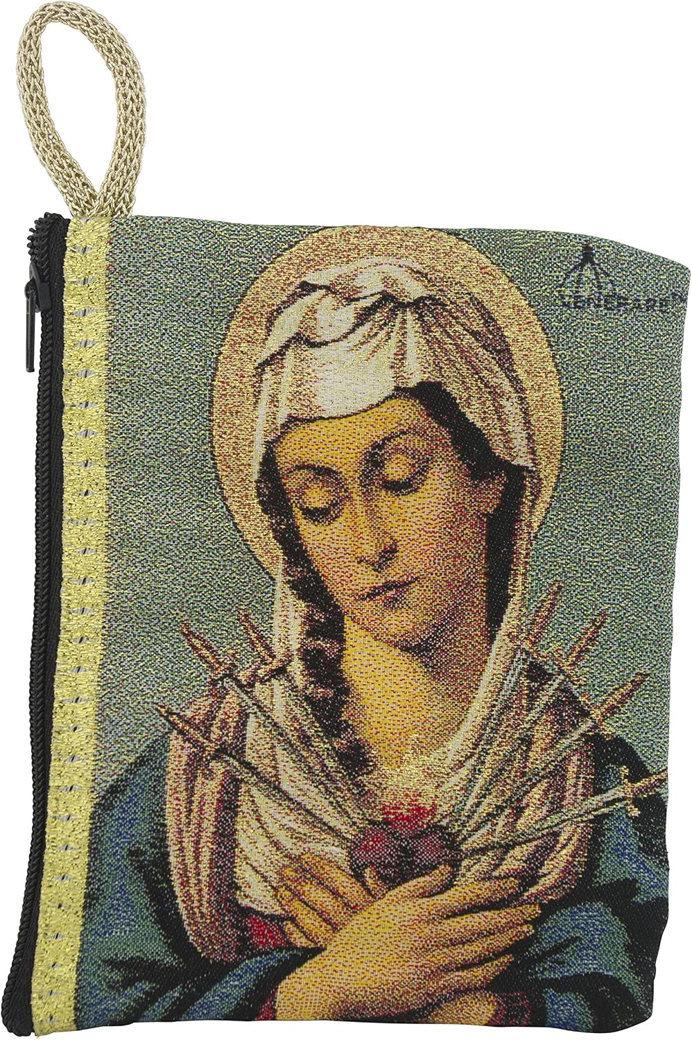 Bolsa para rosario con arte católico tradicional