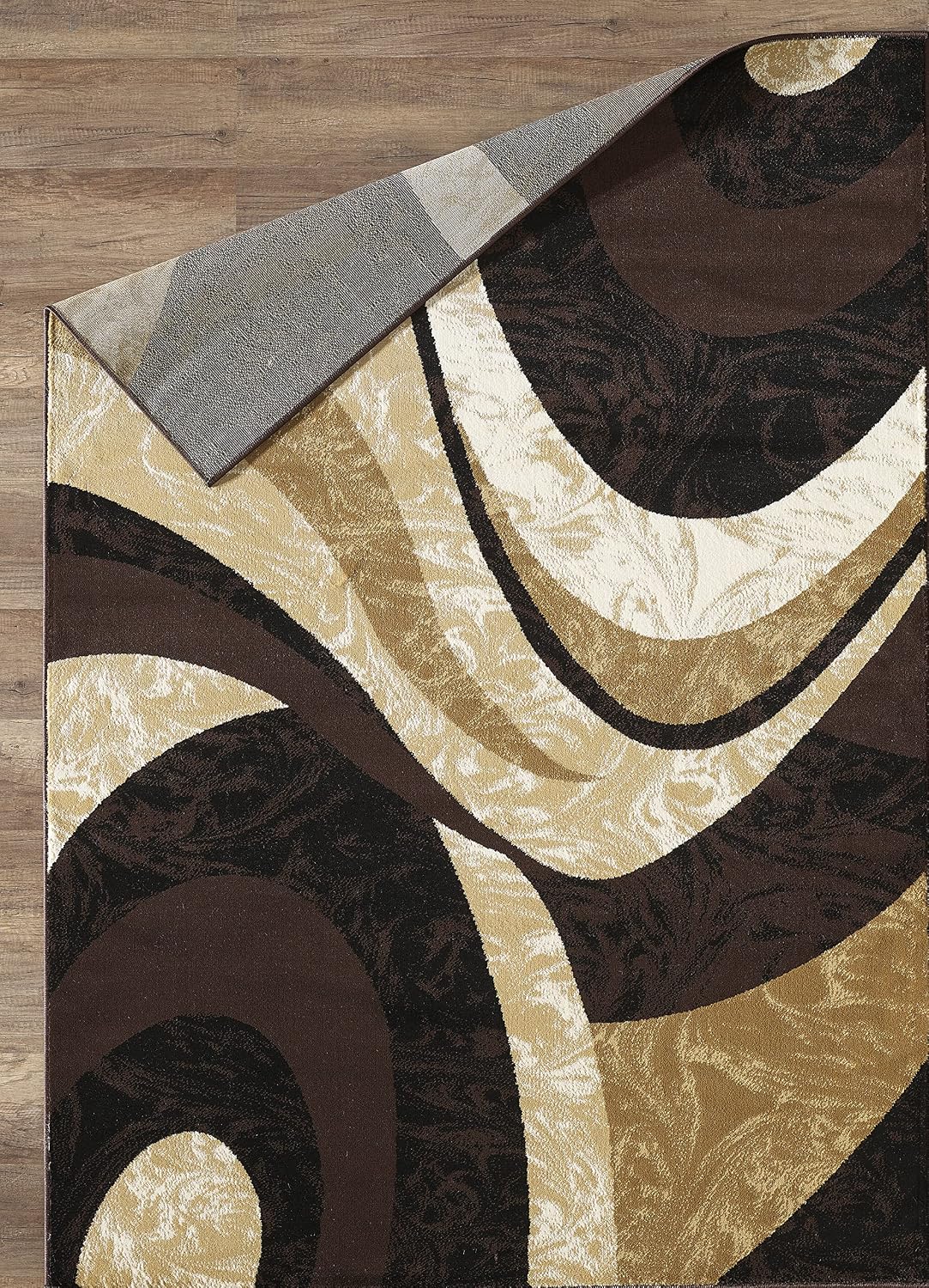 Alfombra moderna con espirales marrón/beige 2x3ft