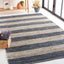 Alfombra 8x10" Vintage cuero gris rayas hechas a mano