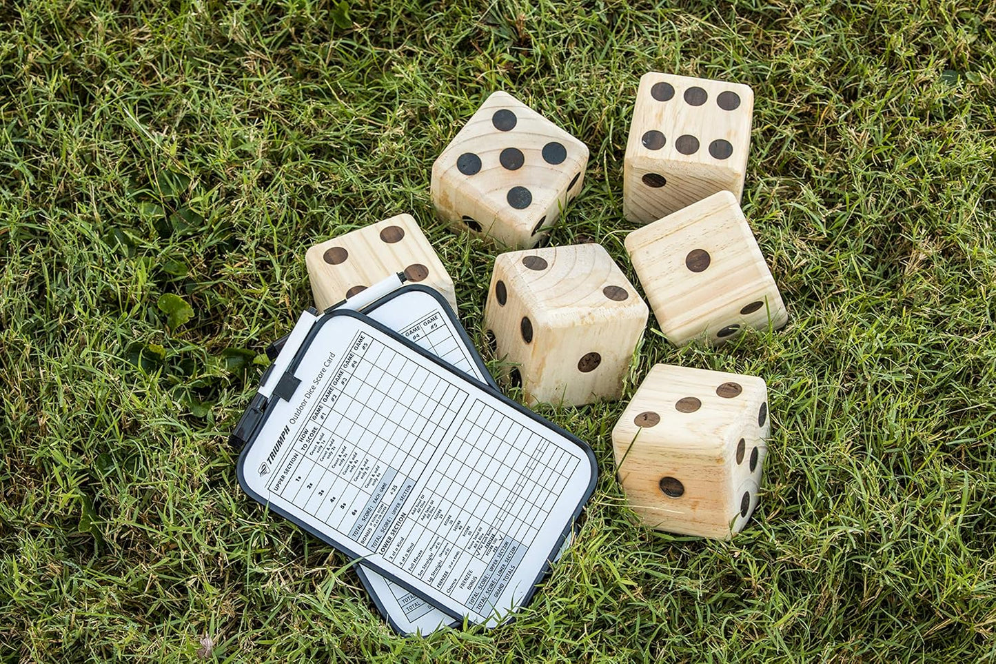 Dados de madera para césped 6 pzas con bolsa