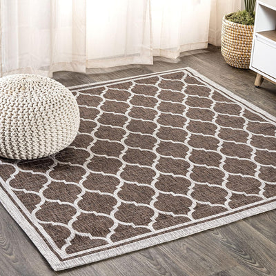 Alfombra cuadrada enrejado marroquí 4x4ft color espresso