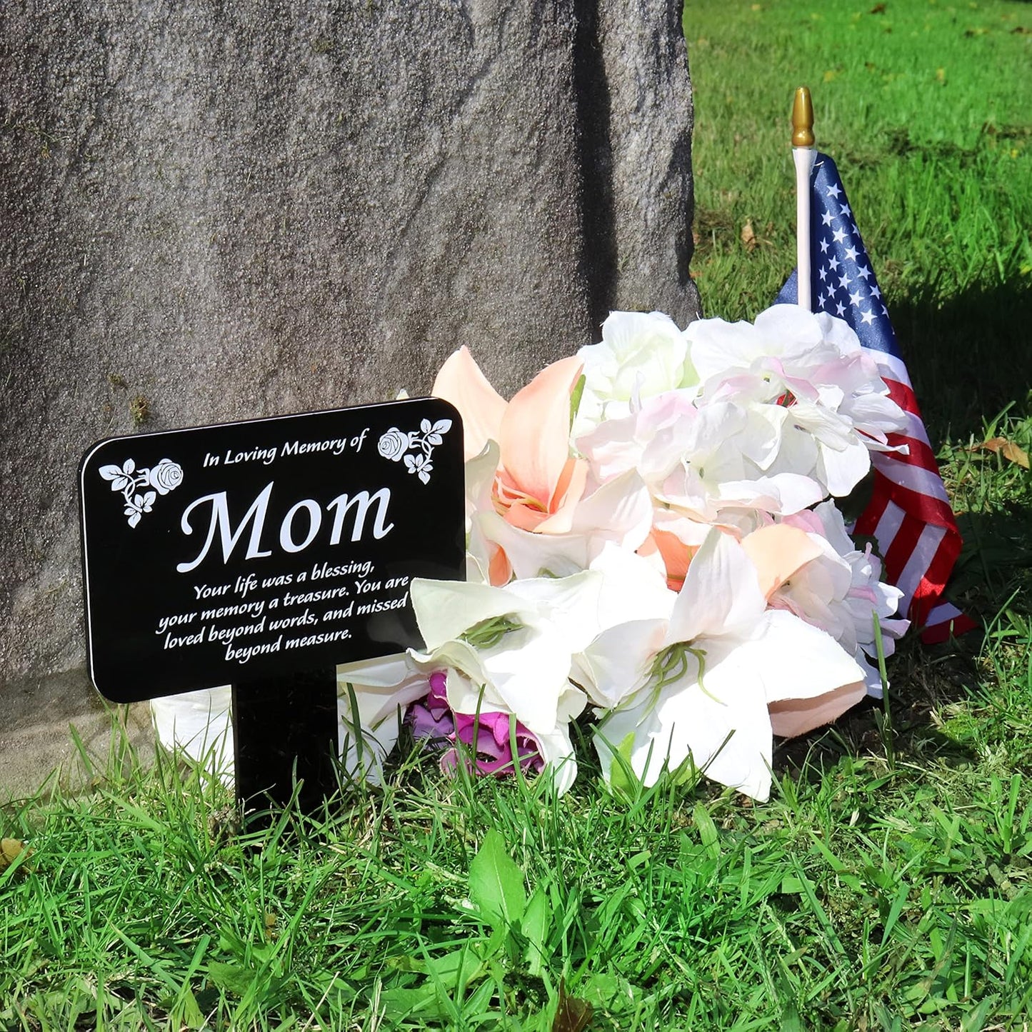 Placa conmemorativa mamá poesía negro cementerio