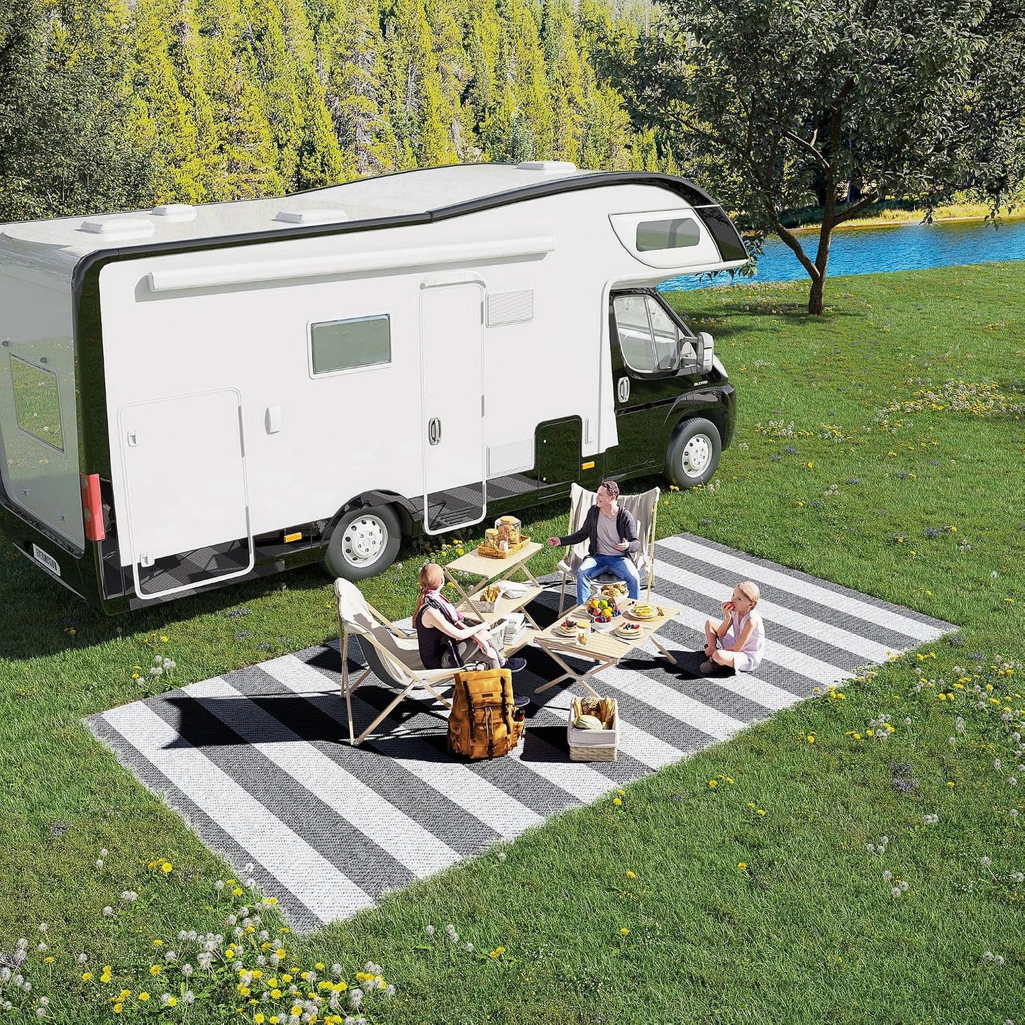 Alfombra portátil plástico rayas 9x18ft impermeable