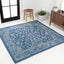 Alfombra Tela Floral 3x3 Azul Marino/Gris Tejido Bohemio