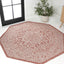 Alfombra octagonal 8ft texturizada rojo/taupe