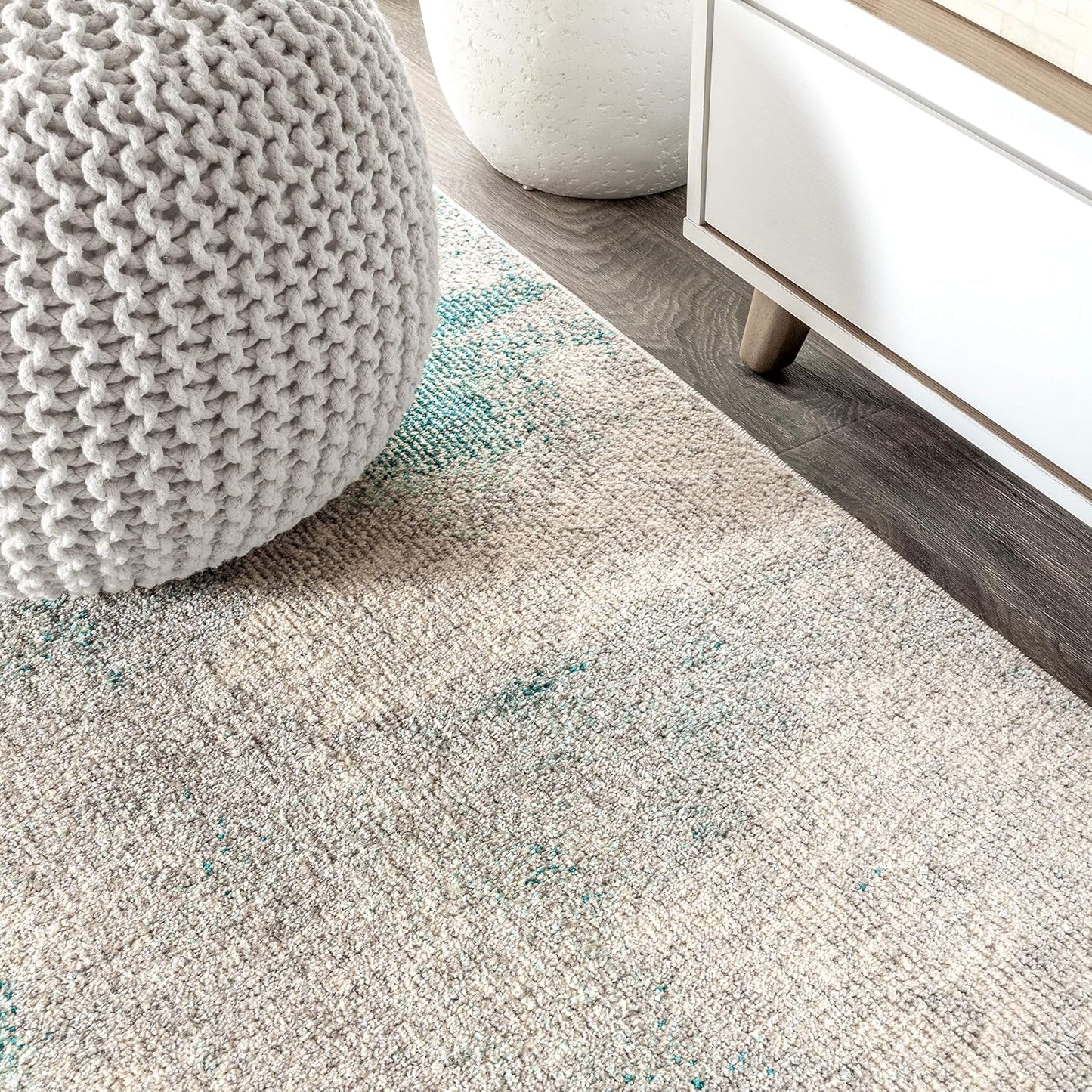Alfombra moderna abstracta crema/azul 2x3 para interior