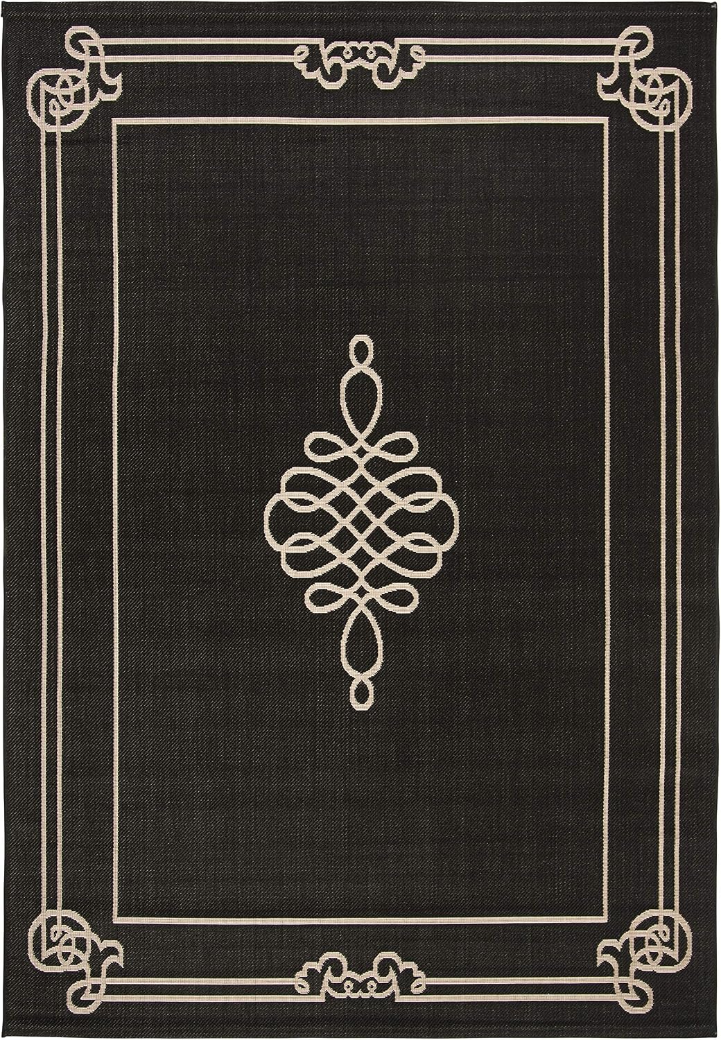Alfombra decorativa impermeable 4x5ft7pulg color negro/crema