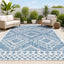 Tapete tribal diamante 5x8ft azul/marfil exterior