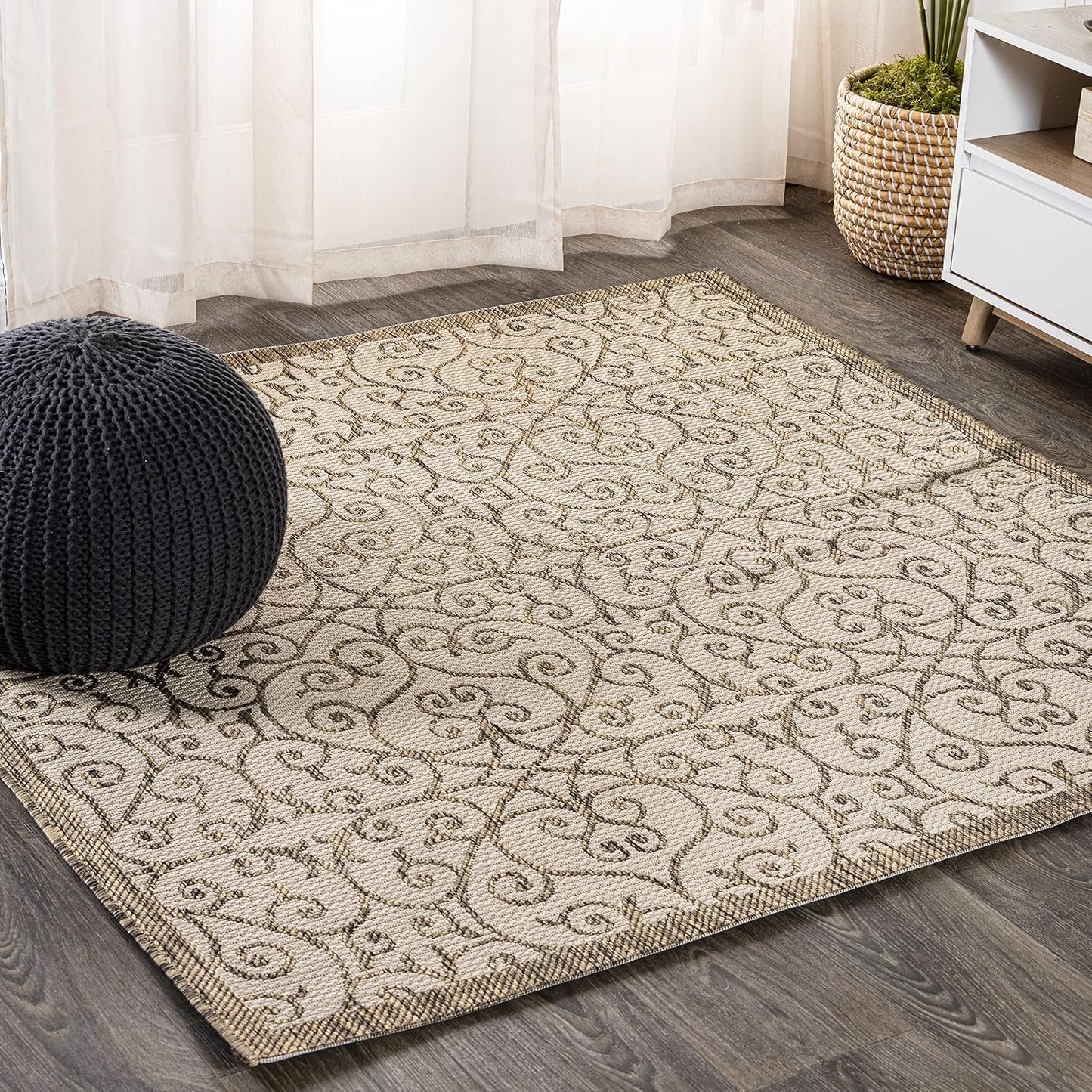 Alfombra cuadrada vintage 9x9ft beige/marrón patio