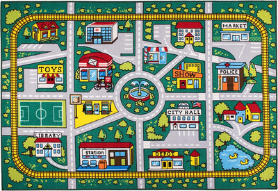 Alfombra antiderrap educativa para niños 3'3"x4'7" verde