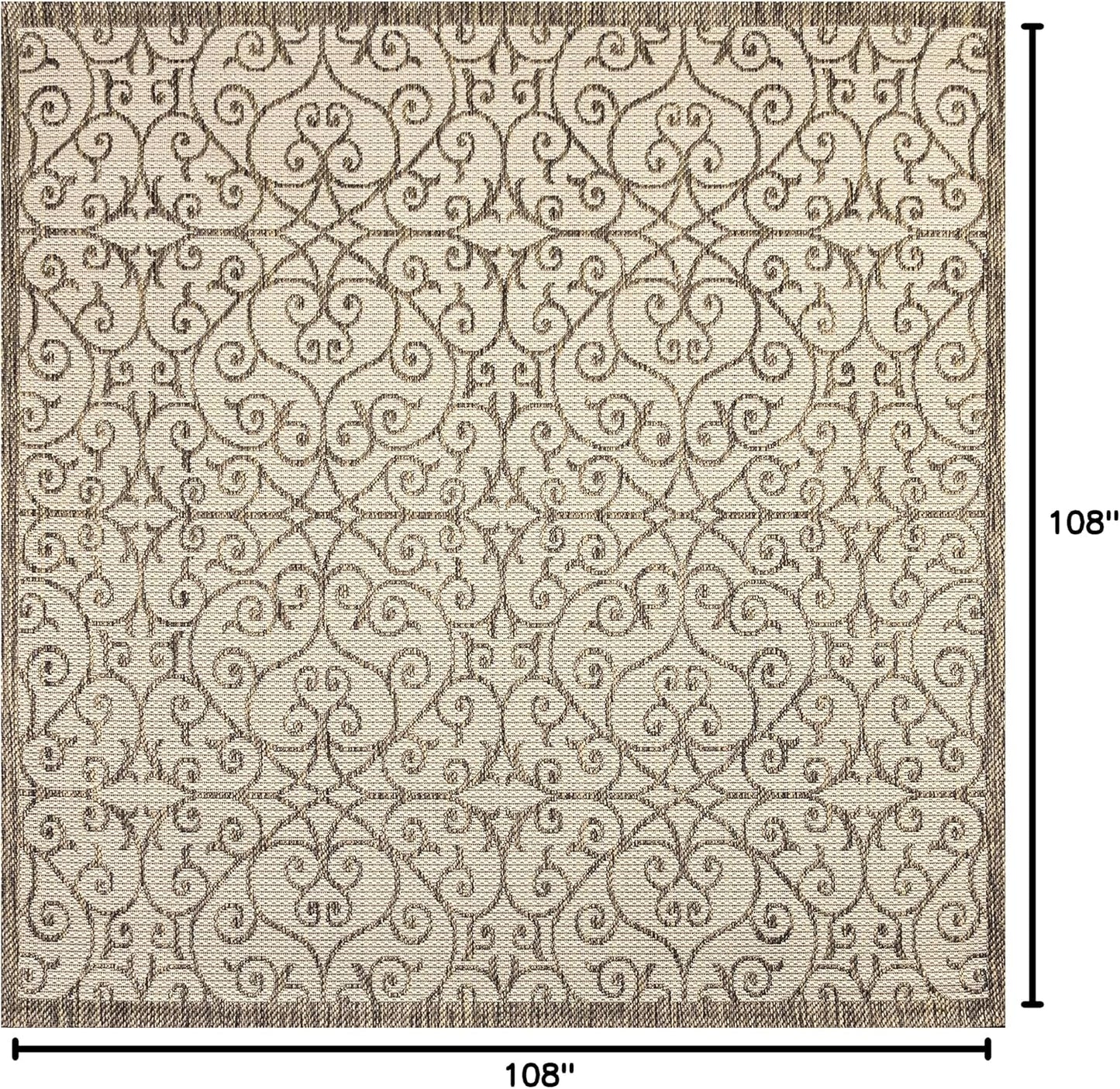 Alfombra cuadrada vintage 9x9ft beige/marrón patio
