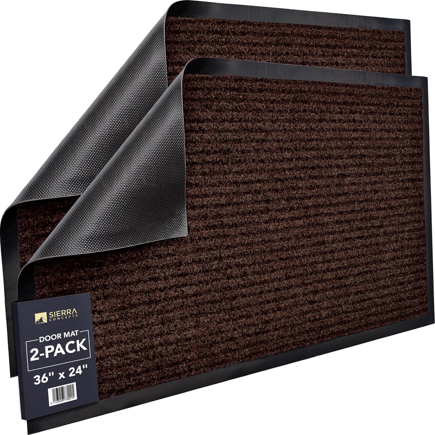 2 Tapetes Puerta 36x24" Color Marrón Oscuro