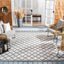 Alfombra exterior lavable 6x7ft cuadrada gris claro y carbón